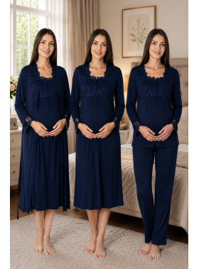 Effortt 2405 Lacivert Lohusa Hamile 4'lü Set